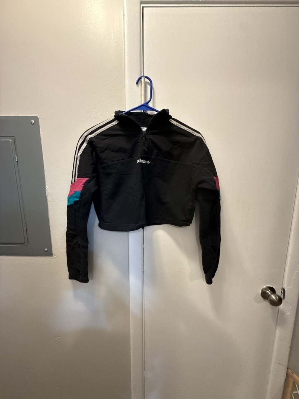 Adidas Half-Zip Crop Jacket Size S Black